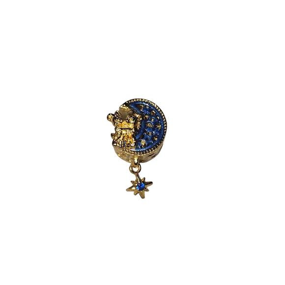Authentic Pandora Disney Mickey & Minnie Mouse Crescent Moon Charm #103 - Picture 1 of 3